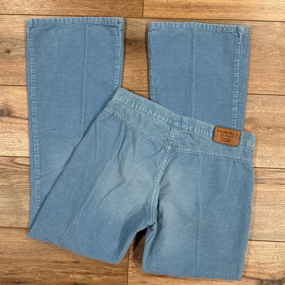 2001 VINTAGE TOMMY HILFIGER Low-rise Bareback Light Blue Flared Corduroy Pants